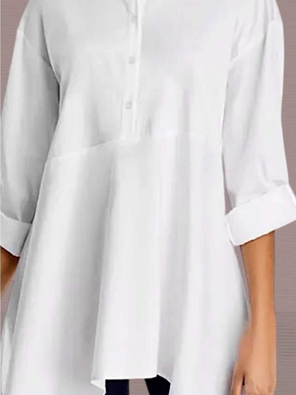 Cupio White Button-Front Asymmetric Tunic